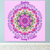 April Geboortebloem Gepersonaliseerde Daisy Mandal Canvas Afdruk (Insitu (Houten vloer))