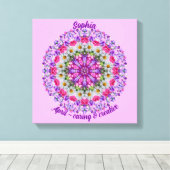 April Geboortebloem Gepersonaliseerde Daisy Mandal Canvas Afdruk (Insitu (Houten vloer))