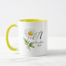April Geboortebloem – Madeliefje Monogram Ontwerp Mok