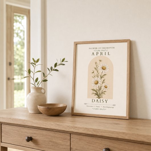 April Geboortebloem Madeliefje Poster