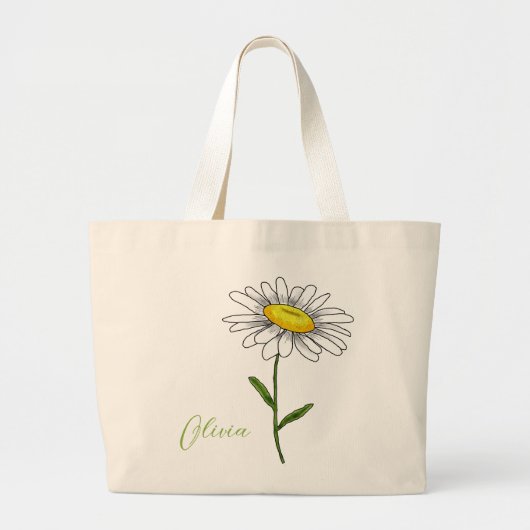 April geboortebloem Waterverf Daisy Large Canvas t Grote Tote Bag (Voorkant)