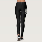 April Geboortebloem, Witte Daisy op zwart Leggings (Achterkant)