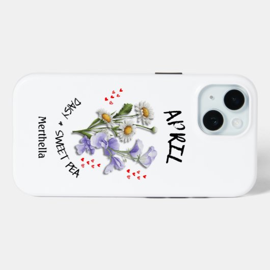 APRIL Geboortemaand Bloem Aangepaste naam Case-Mate iPhone Case (Achterkant (horizontaal))