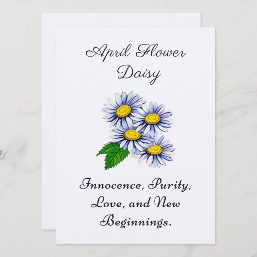 April Geboortemaand Bloem Daisy Vers en Eenvoudig (Voorkant / Achterkant)