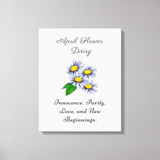 April Geboortemaand Bloem Daisy Vers en Eenvoudig Canvas Afdruk (Voorkant)