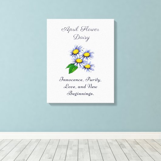 April Geboortemaand Bloem Daisy Vers en Eenvoudig Canvas Afdruk (Insitu (Houten vloer))