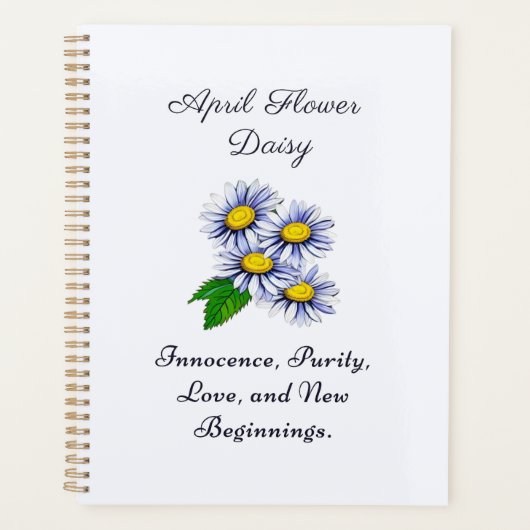 April Geboortemaand Bloem Daisy Vers en Eenvoudig Planner (Voorkant)