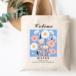 April Geboortemaand Bloem Madeliefje Bruidsdouche Tote Bag