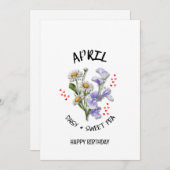  APRIL Geboortemaand Bloem Verjaardag Kaart (Voorkant / Achterkant)
