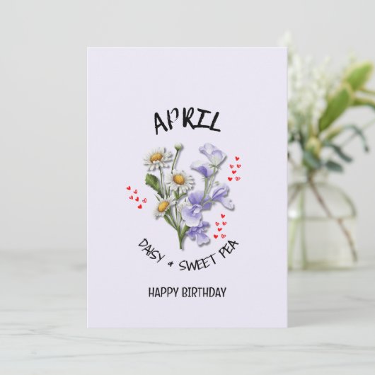 APRIL Geboortemaand Bloem Verjaardag Kaart (Staand voorkant)