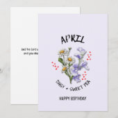 APRIL Geboortemaand Bloem Verjaardag Kaart (Voorkant / Achterkant)