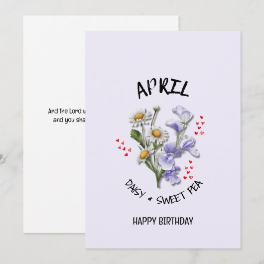 APRIL Geboortemaand Bloem Verjaardag Kaart (Voorkant / Achterkant)