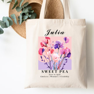 April Geboortemaand Bloem Zoete Erwt Zachte Pastel Tote Bag