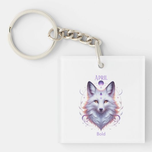 April Geboortemaand Spirit Animal Fox Sleutelhanger (Voorkant)