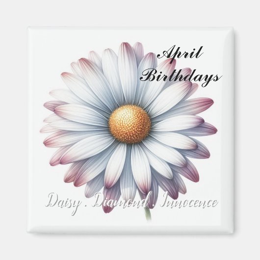April Geboortesteen Daisy Diamant Magneet (Voorkant)