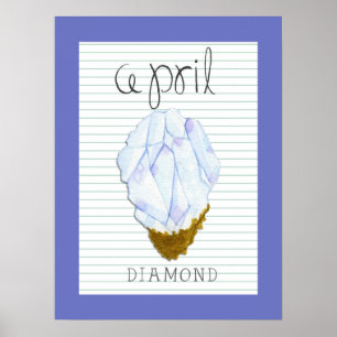 April Geboortesteen Diamant Kunstwerk Poster