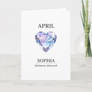 April Geboortesteen Verjaardagsnaam Diamant Kaart