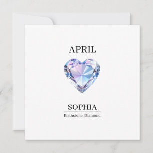 April Geboortesteen Verjaardagsnaam Diamant Kaart