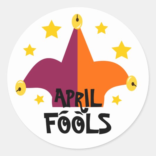 April Geks Hoed Ronde Sticker (Voorkant)