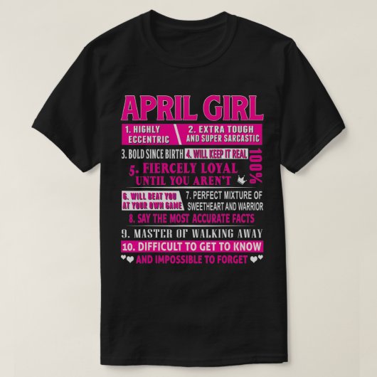 April Girl Funny April Birthday T-shirt (Design voorkant)