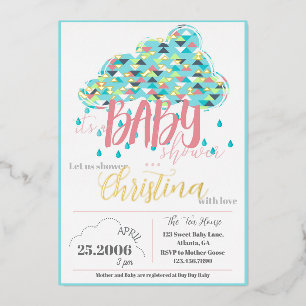 April Goud Folie Moderne Baby Shower Uitnodiging