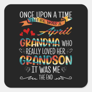 April Grandma die echt van haar grootzonen hield Vierkante Sticker