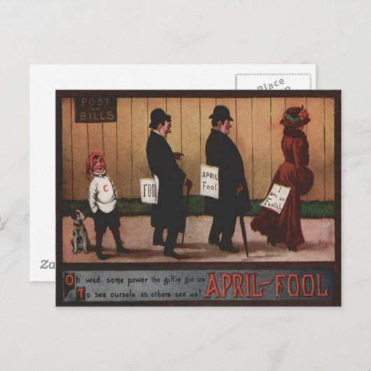  april-groepsdagonderteken op achterste hond briefkaart (Voorkant / Achterkant)