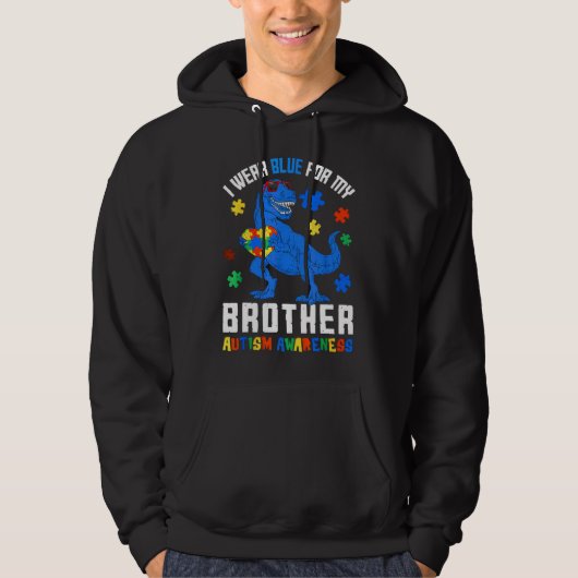 April ik Draag blauw voor Broeder dinosaur autism Hoodie (Voorkant)
