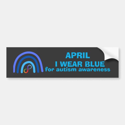 April Ik draag blauw voor maand van autisme Bumpersticker (Voorkant)