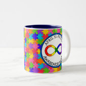 April is Autism Awareness Maand Tweekleurige Koffiemok (Voorkant rechts)