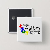 April is Autism Bewustmaands (stukken) Vierkante Button 5,1 Cm (Voorkant /achterkant)