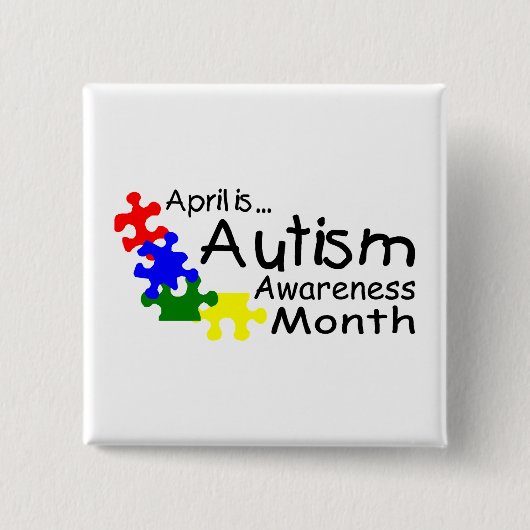April is Autism Bewustmaands (stukken) Vierkante Button 5,1 Cm (Voorkant)