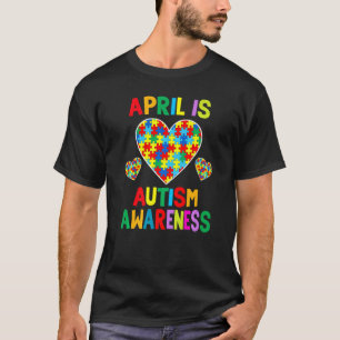 April Is Autism Bewustzijn Maand Steun Puzzelstuk T-shirt