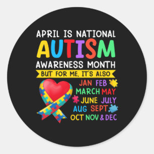 April is de Nationale Autisme Bewustzijn Maand Ond Ronde Sticker