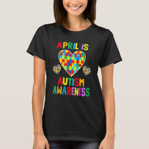 April is maand Autism Awareness Support Puzzle Pie T-shirt
