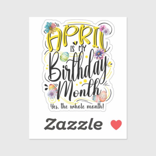April is mijn Verjaardag Maand, Pasen April Sticker (Vel)