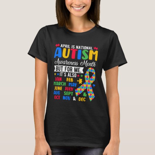 April Is National Autism Awareness Month Puzzle Pi T-shirt (Voorkant)