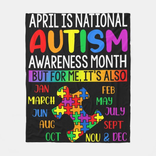 April is Nationale Autism Awareness Maand Kinder B Fleece Deken (Voorkant)