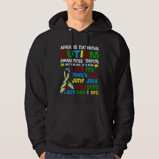 April is Nationale maand 1 maand van Autism Bewust Hoodie (Voorkant)