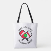 April is Nationale Pickleball Maand gepersonalisee Tote Bag (Achterkant)