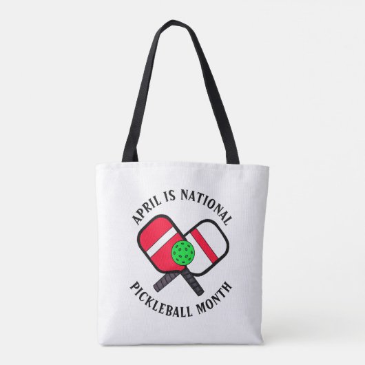 April is Nationale Pickleball Maand gepersonalisee Tote Bag (Achterkant)