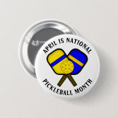 April is Nationale Pickleball-maand Ronde Button 5,7 Cm (Voorkant /achterkant)