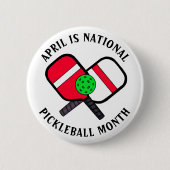 April is Nationale Pickleball-maand Ronde Button 5,7 Cm (Voorkant)