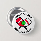 April is Nationale Pickleball-maand Ronde Button 5,7 Cm (Voorkant /achterkant)