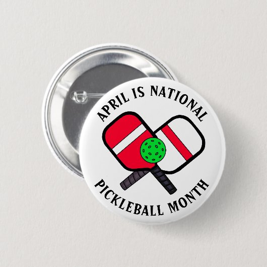 April is Nationale Pickleball-maand Ronde Button 5,7 Cm (Voorkant /achterkant)