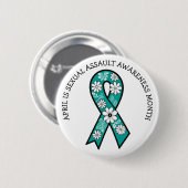 April is Sexual Assault Awareness Month | Teal Ronde Button 5,7 Cm (Voorkant /achterkant)