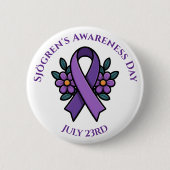 April is Sjögren's Awareness Day | Purple Ribbon Ronde Button 5,7 Cm (Voorkant)