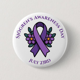 April is Sjögren's bewustheidsdag Paarse lint Ronde Button 5,7 Cm
