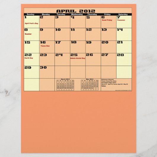 april. Kalender 2012 13 maanden multifunctionele b Flyer (Voorkant)