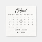 April Kalender Donker Zwart Bruiloft Servet (Voorkant)
